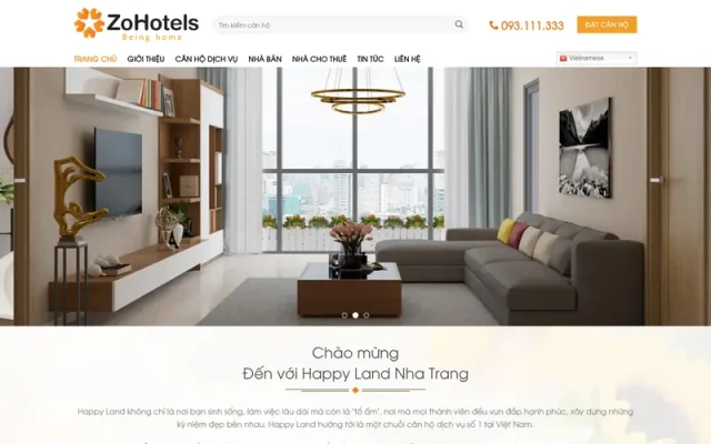Mẫu web bất động sản căn hộ dịch vụ