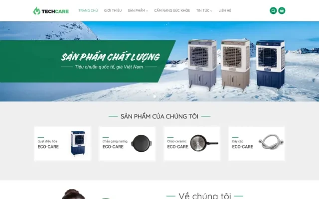 Mẫu web bán đồ dân dụng, gia dụng techcare