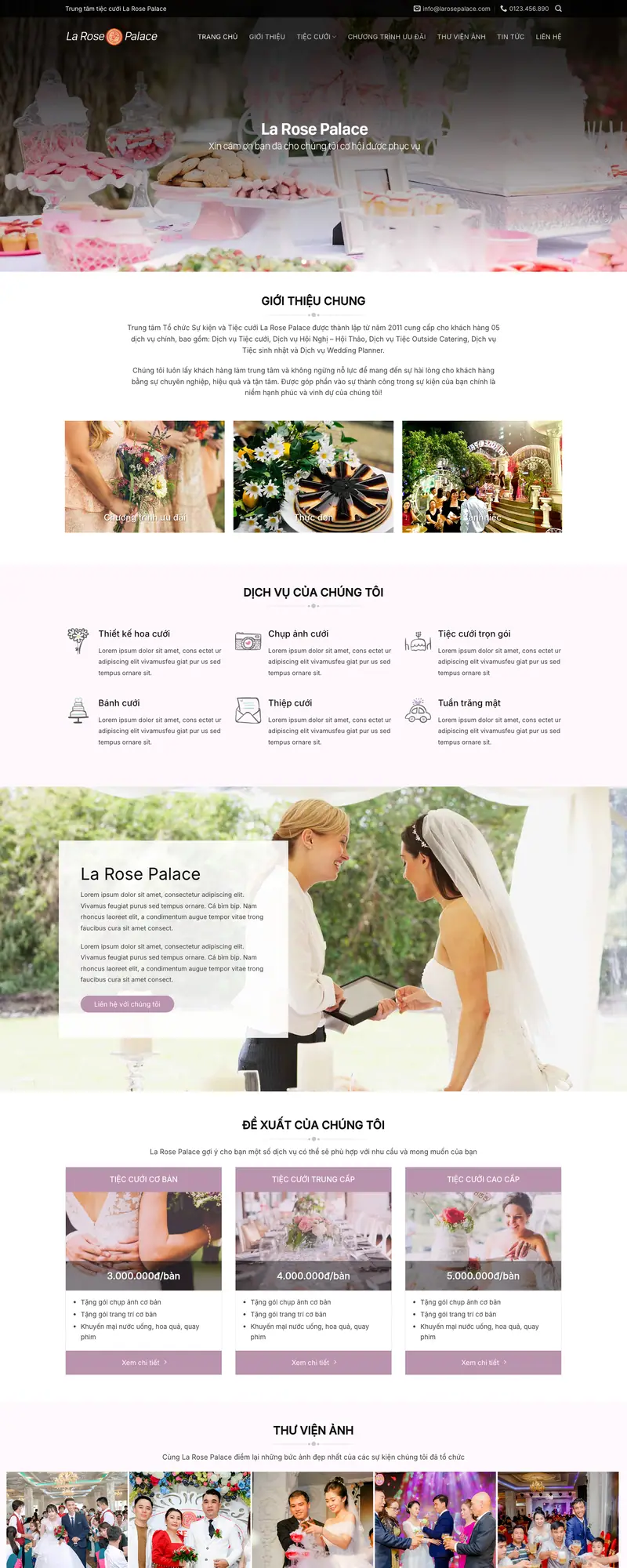 Mẫu web dịch vụ tiệc cưới