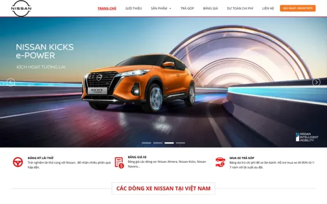Mẫu web bán xe nissan