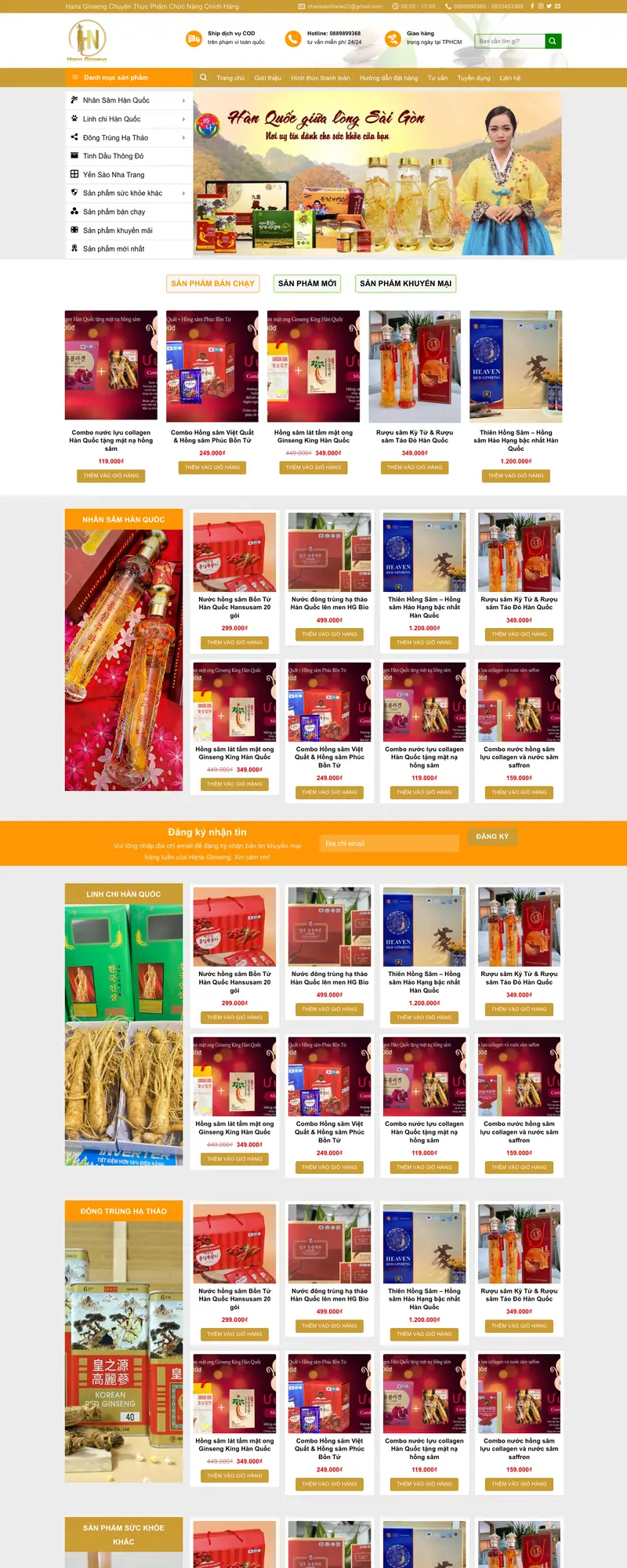 Mẫu web bán nhân sâm hồng sâm – màn hình 1