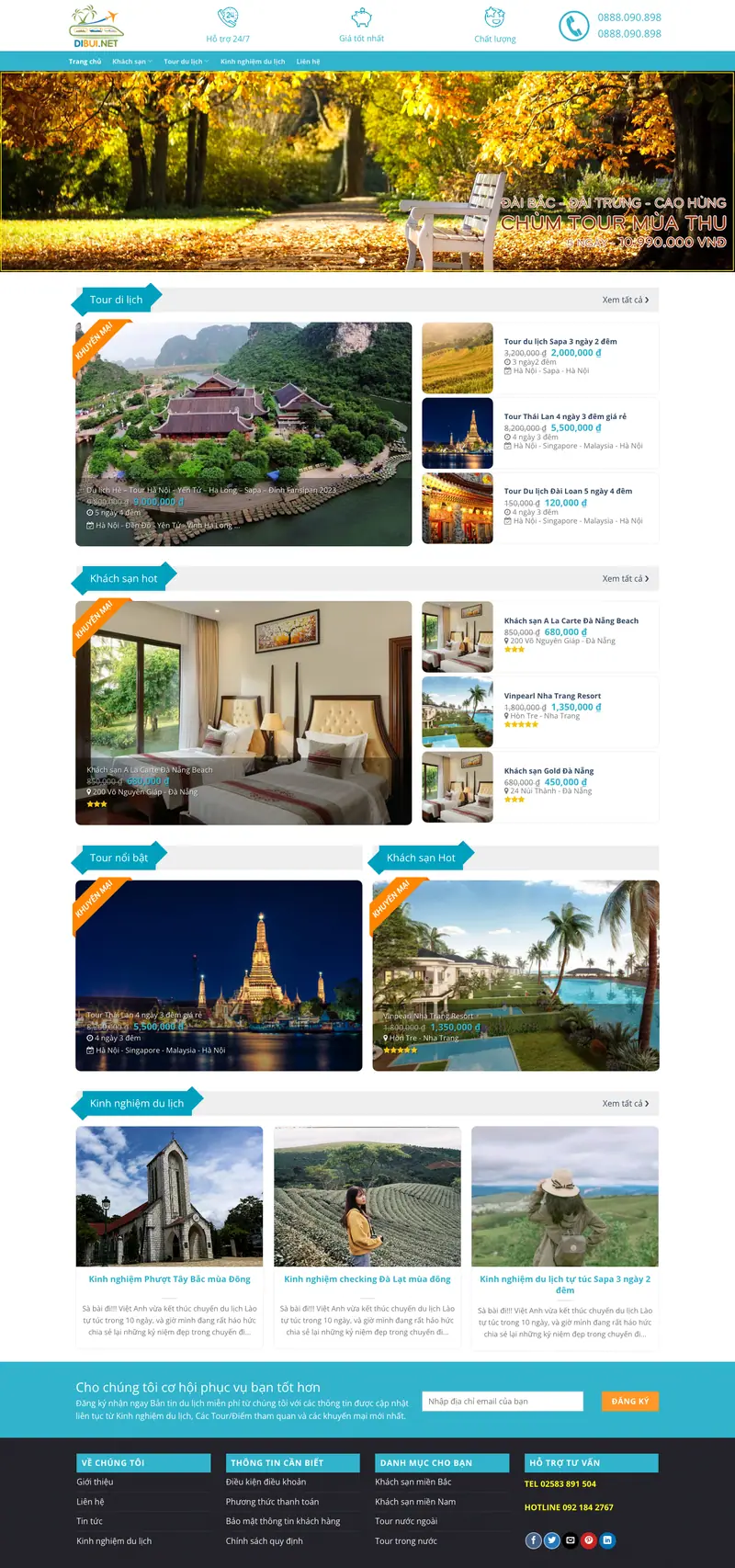 Mẫu web giới thiệu tour du lịch 2 – màn hình 1