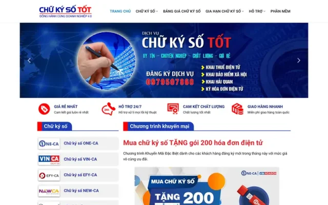 Mẫu web dịch vụ chữ ký số