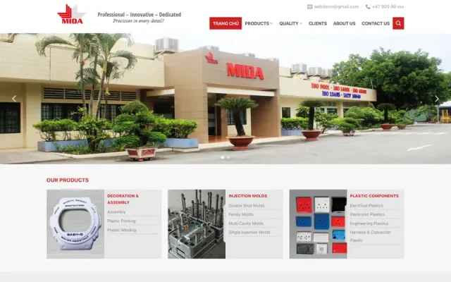 Mẫu web công ty sản xuất linh kiện