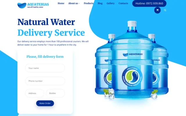 Mẫu web công ty nước tinh khiết đóng chai