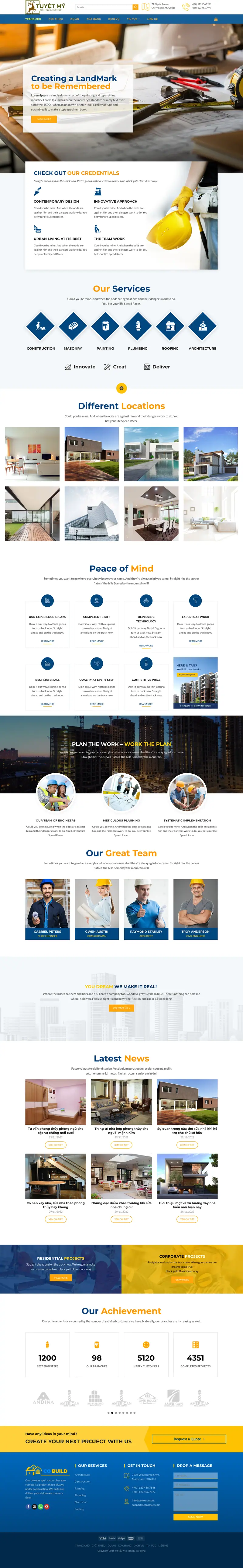 Mẫu web giới thiệu công ty xây dựng 02 – màn hình 1