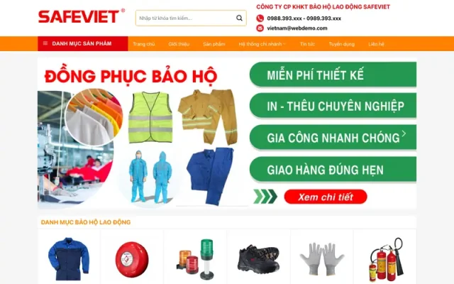 Mẫu web bán đồ bảo hộ lao động