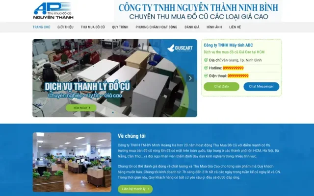 Mẫu web thu mua, thanh lý đồ cũ