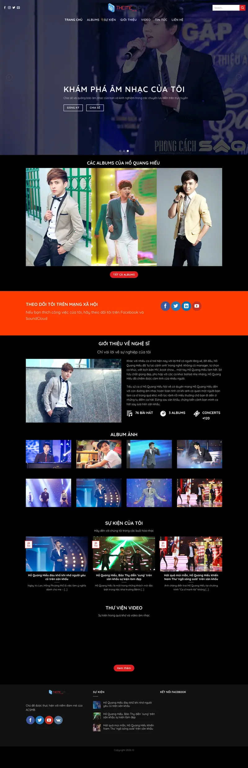 Mẫu web giới thiệu ca sỹ
