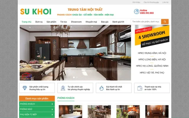 Mẫu web bán tủ bếp