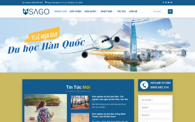 Mẫu web công ty du học hàn quốc