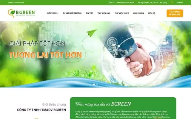 Mẫu web giới thiệu công ty giải pháp môi trường