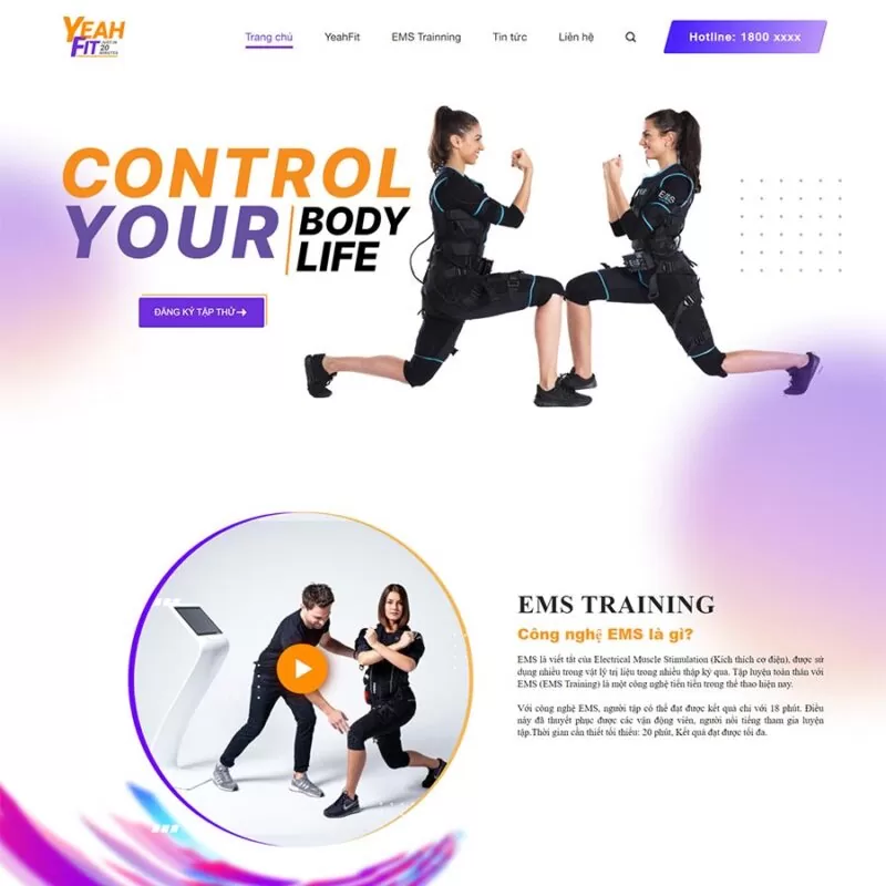 THEME WORDPRESS TRUNG TÂM THỂ HÌNH – PHÒNG TẬP GYM 02 – màn hình 1