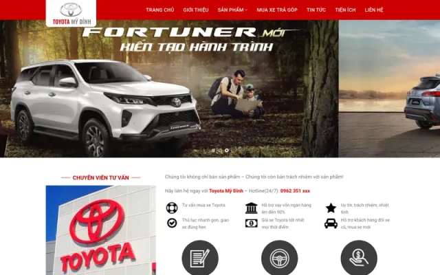 Mẫu web bán xe toyota 03