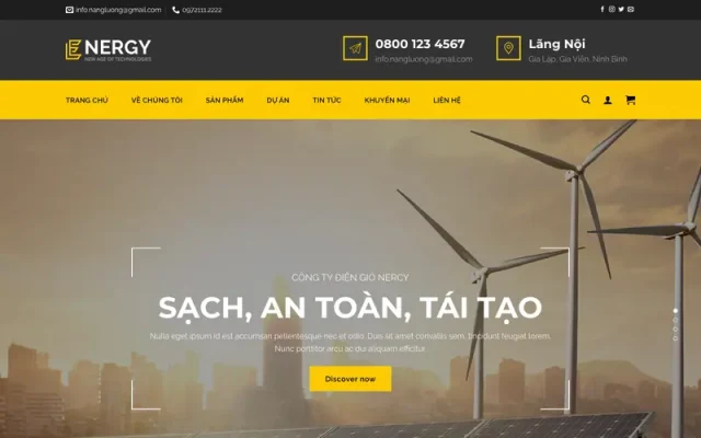 Mẫu web công ty điện mặt trời