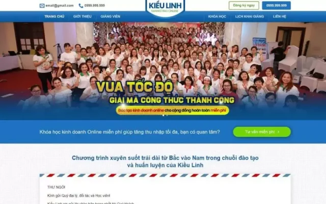Mẫu web giới thiệu khóa học kinh doanh online