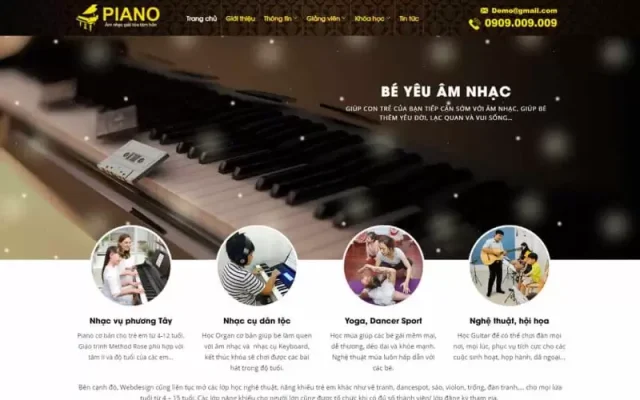 Mẫu web đào tạo, khóa học piano, nhạc cụ