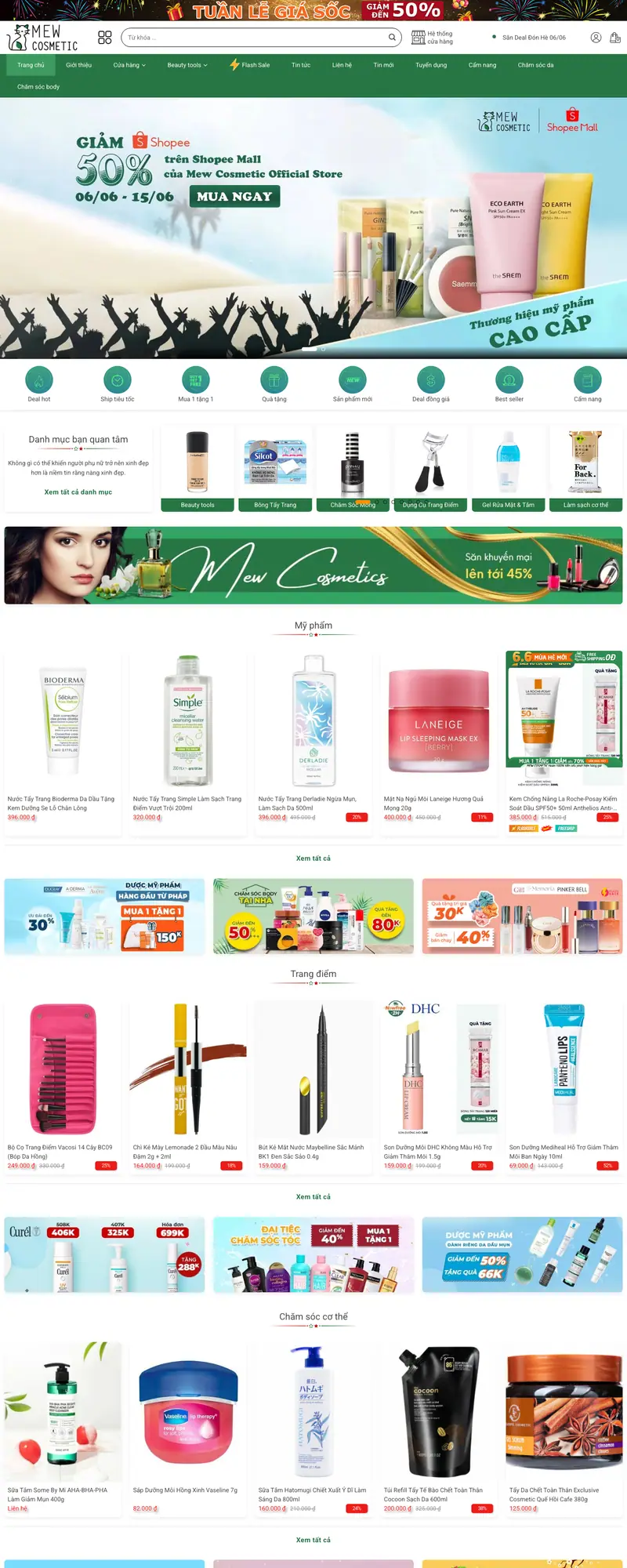 Mẫu web mỹ phẩm 33 – màn hình 1