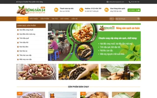 Mẫu web bán hàng nông sản
