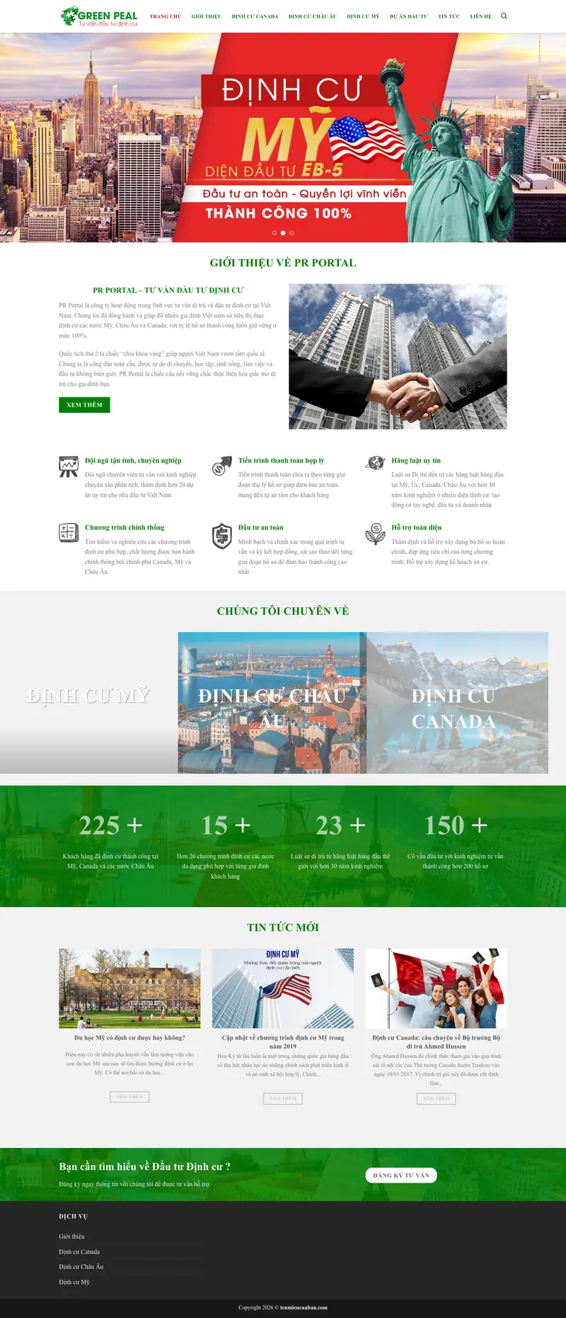 Mẫu web dịch vụ tư vấn đầu tư, định cư 2