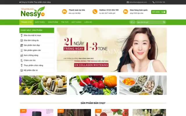 Mẫu web dược phẩm, mỹ phẩm