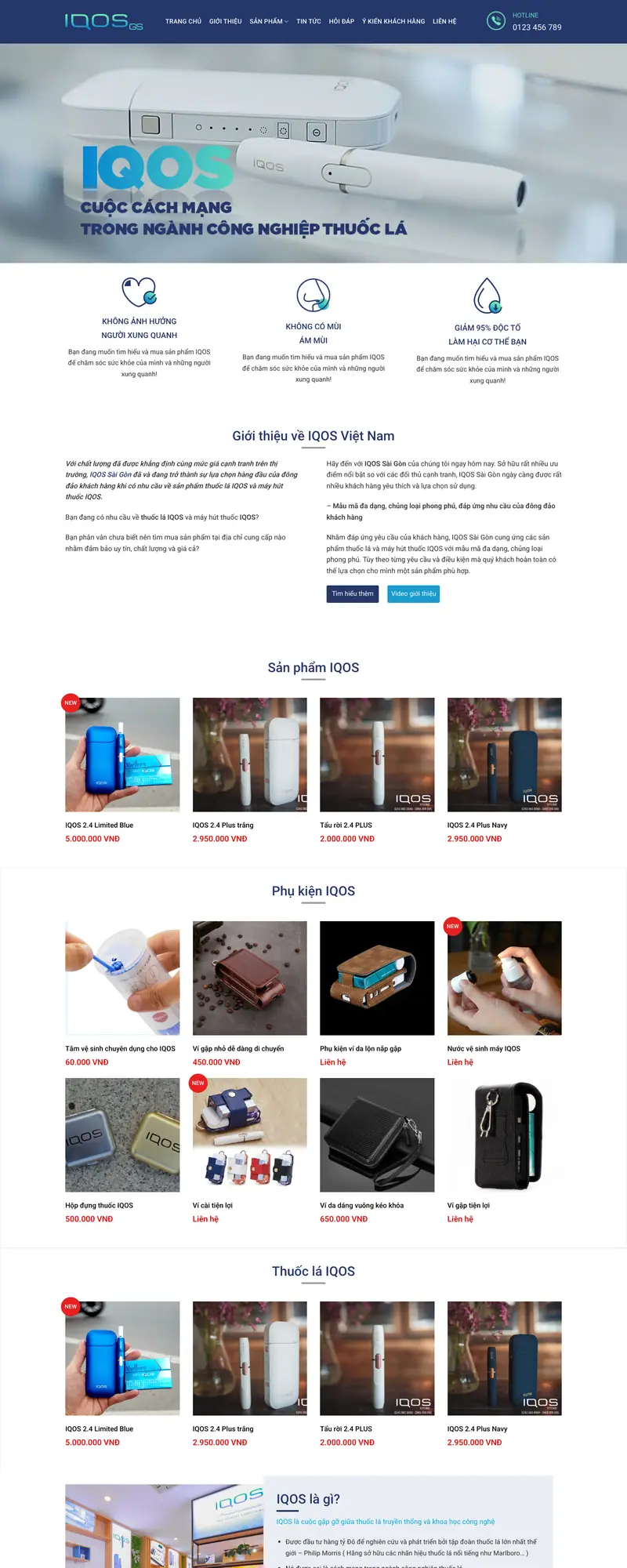 Mẫu web bán hàng iqos – màn hình 1