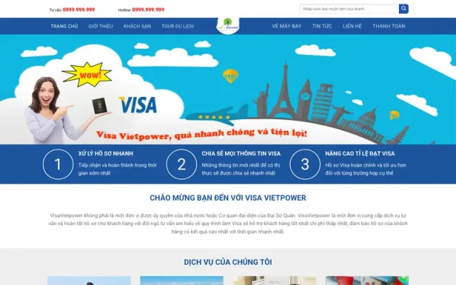 Mẫu web dịch vụ visa