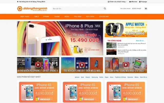 Mẫu web điện thoại