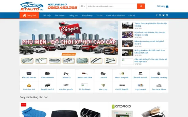 Mẫu web đồ chơi xe