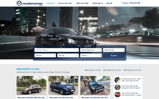 Mẫu web mua bán xe