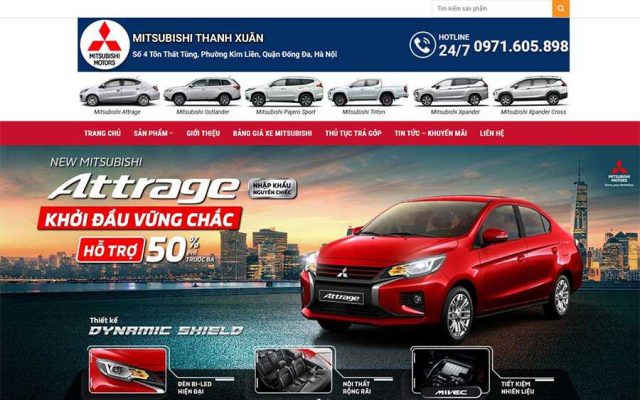 Mẫu web bán xe ô tô