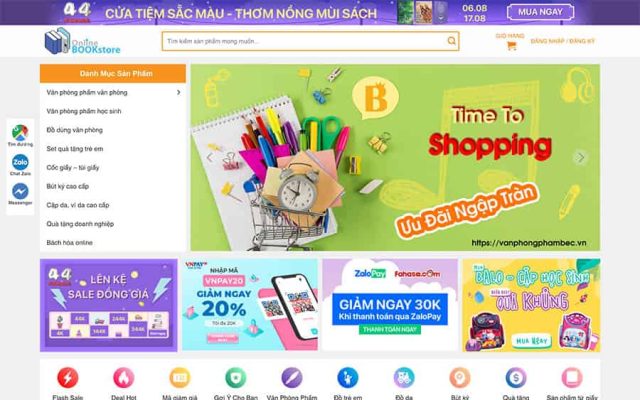Mẫu web bán sách, văn phòng phẩm 02