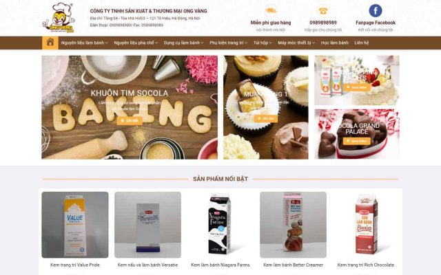 Mẫu web bán nguyên liệu, dung cụ làm bánh 02
