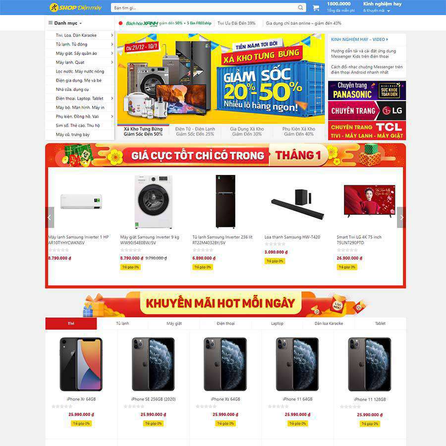 Theme WordPress điện máy xanh – màn hình 1