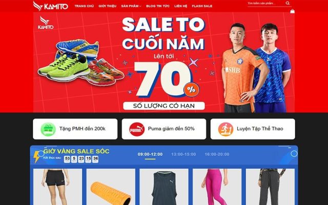Mẫu web bán giày dép, đồ thể thao