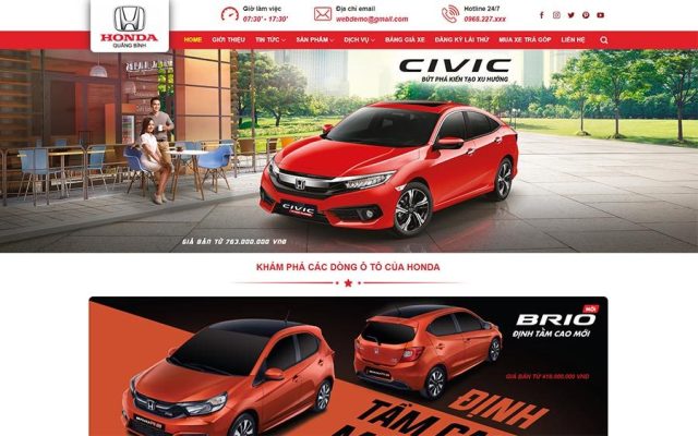 Mẫu web bán ô tô honda 03