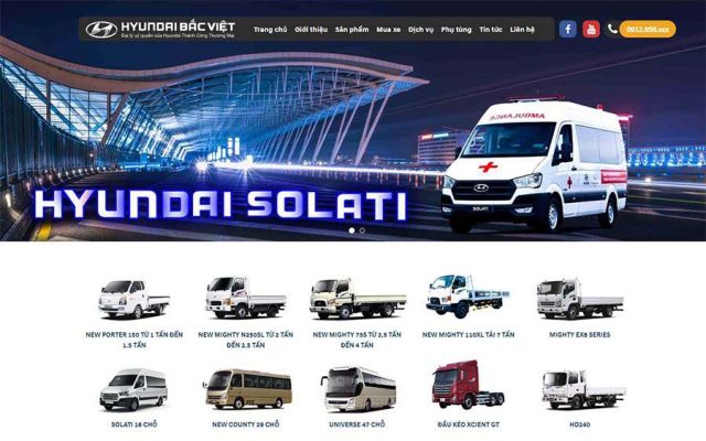 Mẫu web bán ô tô hyundai
