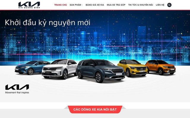 Mẫu web bán ô tô kia