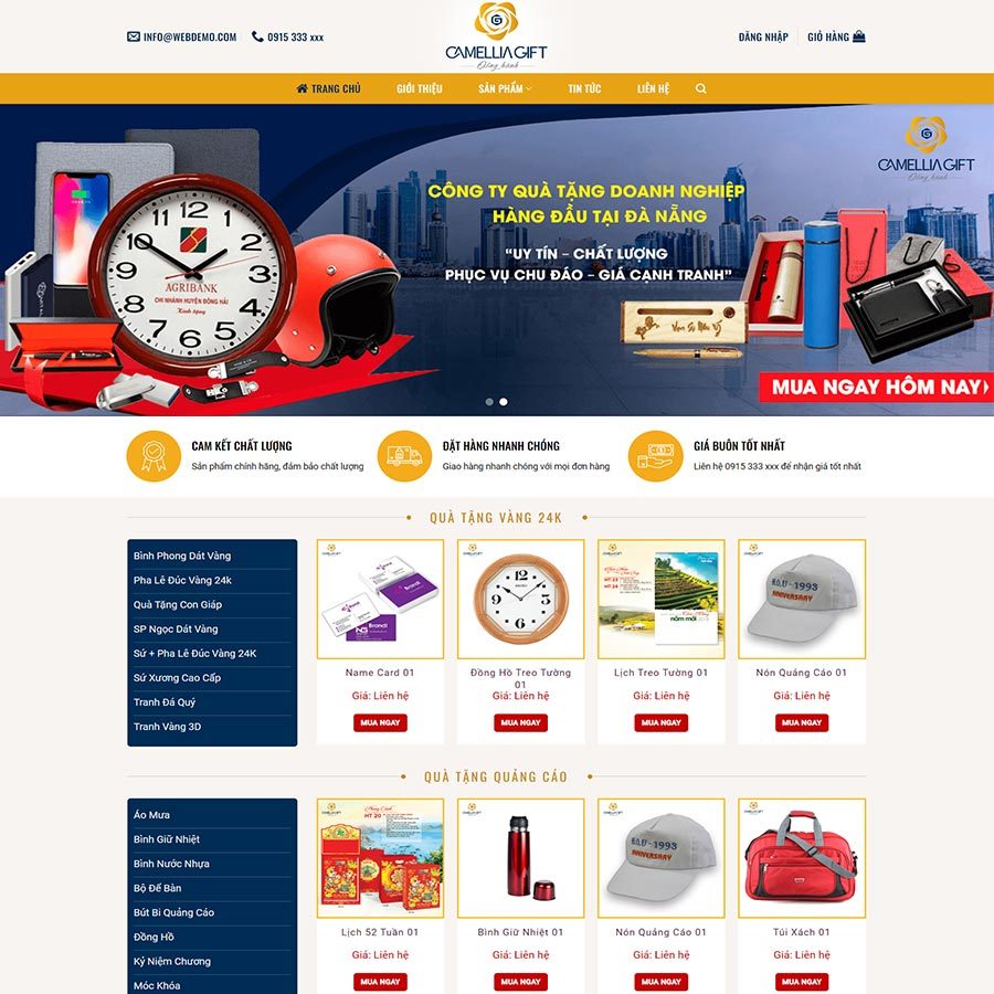 Mẫu web quà tặng doanh nghiệp – màn hình 1