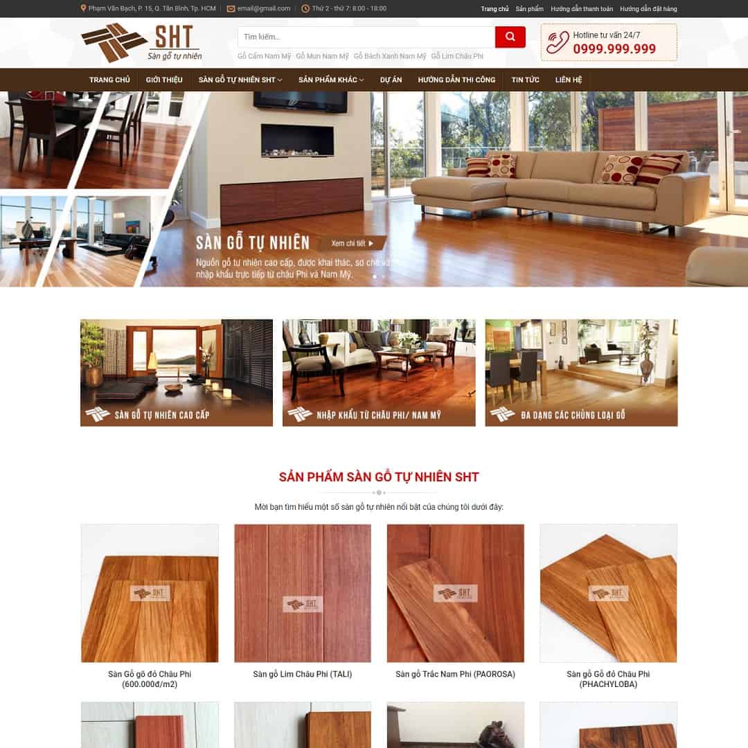 Mẫu web nội thất, sàn gỗ – màn hình 1