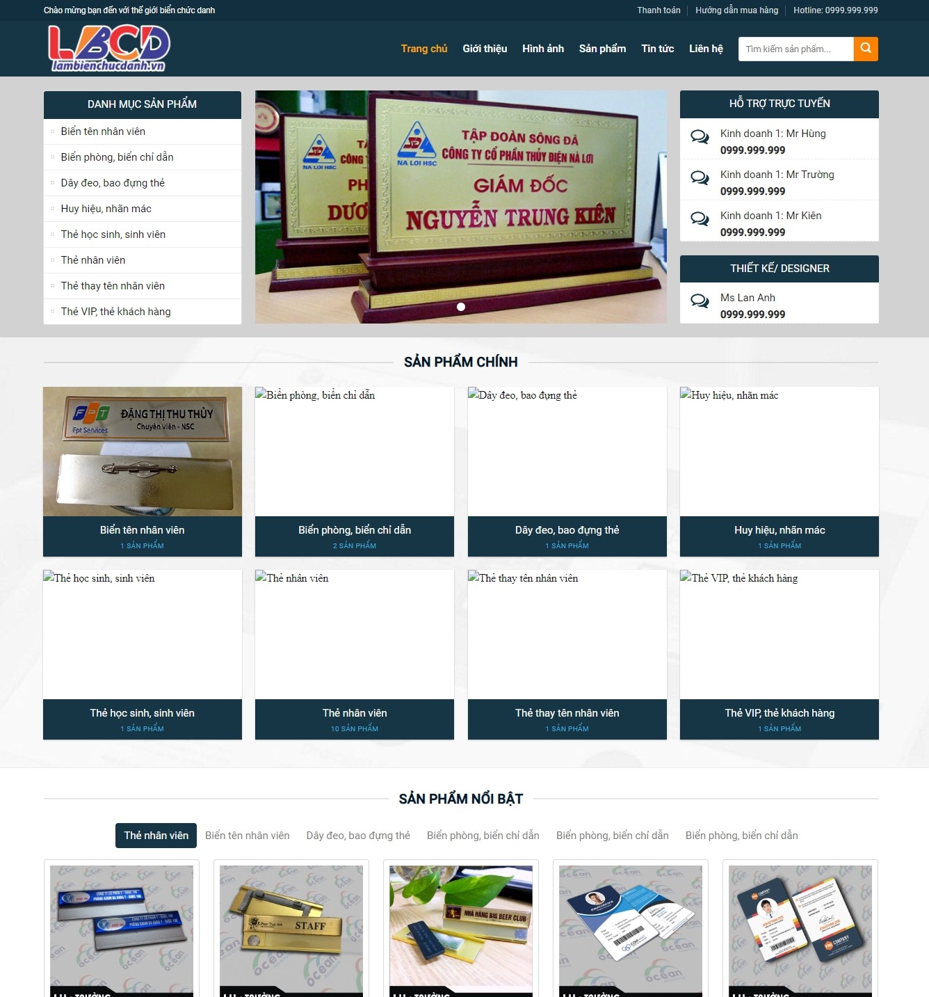 Mẫu Website Theme WordPress Biển Chức Danh – màn hình 1