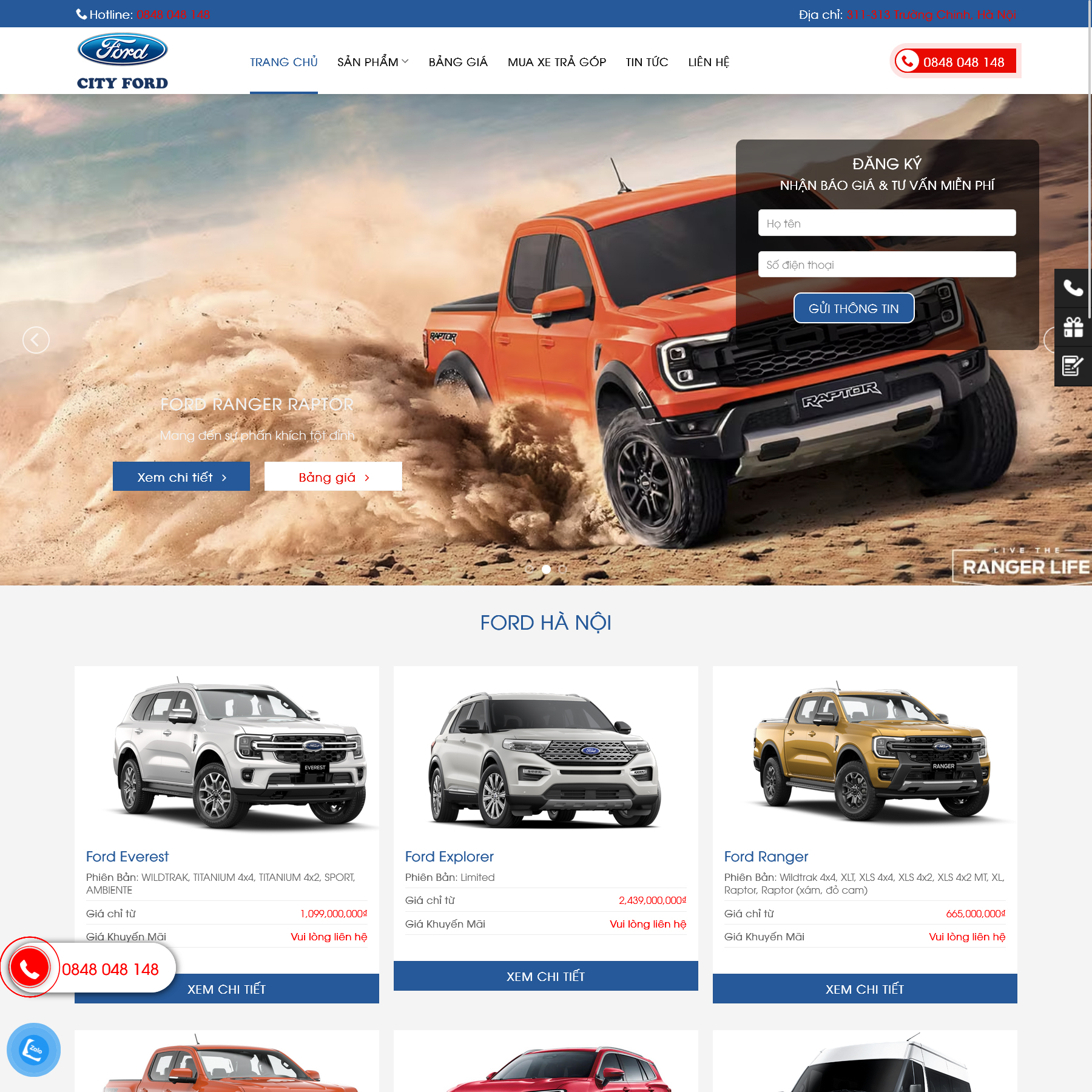 Mẫu web City Ford Bình Triệu – màn hình 1