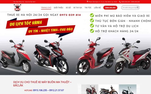 Mẫu web dịch vụ cho thuê xe máy