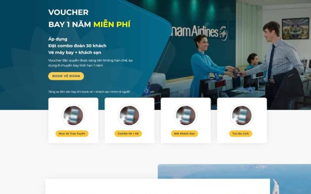 Mẫu web landing page bán vé máy bay