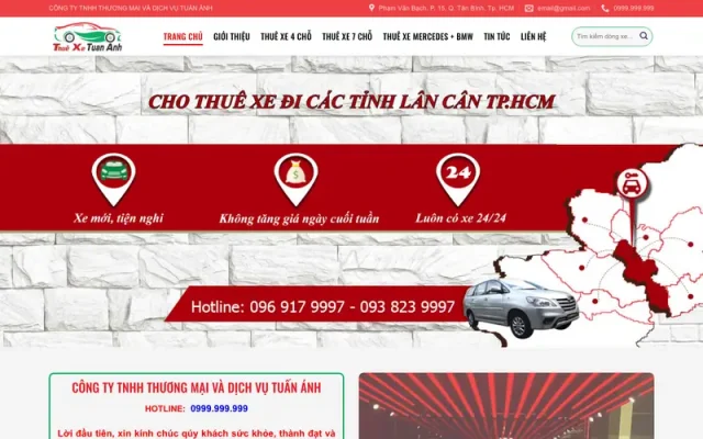 Mẫu web thuê xe
