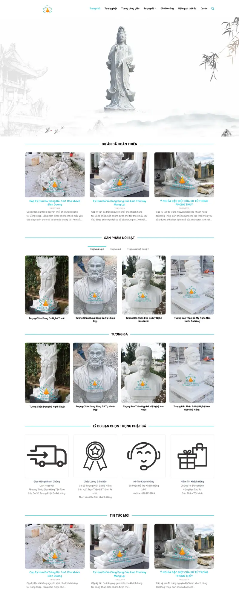 Mẫu web tượng đá – chạm khắc – màn hình 1