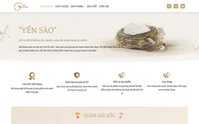 Mẫu web bán yến sào 2