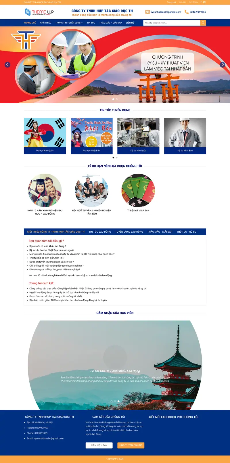 Mẫu web xkld 5 – xuất khẩu lao động – màn hình 1