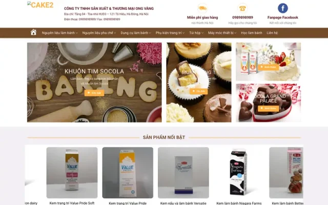 Mẫu web shop nguyên liệu làm bánh 2