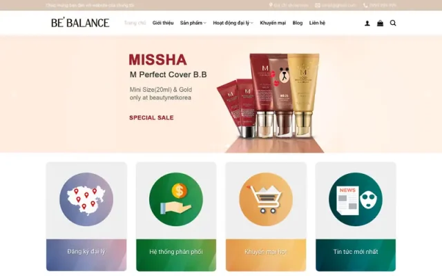 Mẫu web shop mỹ phẩm